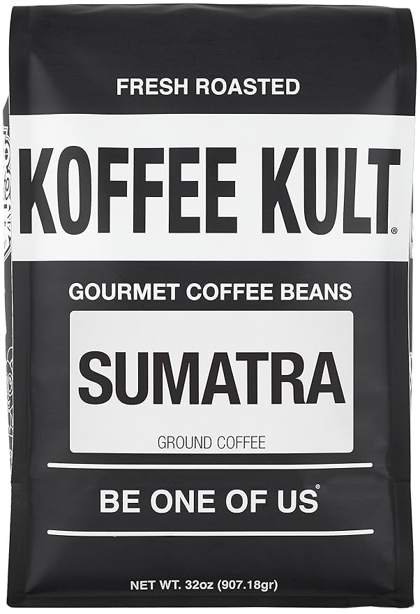 Koffee Kult Sumatra Coffee Ground Dark Roast - Indonesian Fresh Roasted Single Origin (Ground 32oz)