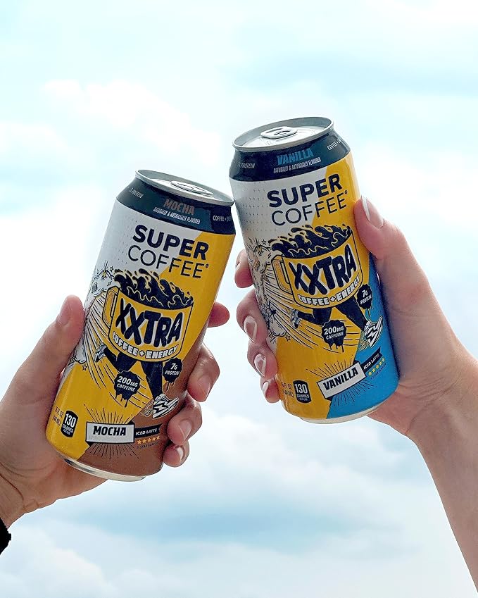 Super Coffee XXTRA Keto Protein Coffee (0g Added Sugar 7g Protein 130 Calories) [Vanilla] 15 Fl Oz 12 Pack | Iced Smart Coffee Drinks - SoyFree GlutenFree