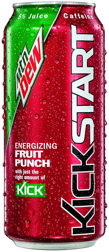 Mountain Dew Kickstart Sparkling Juice Beverage Fruit Punch 16 Ounce (Pack of 4)