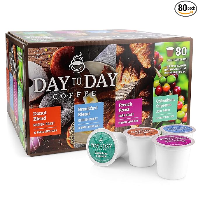 Day To Day 80-Count Regular Variety Pack Single Serve Coffee Pods for K-Cup Keurig Brewers
