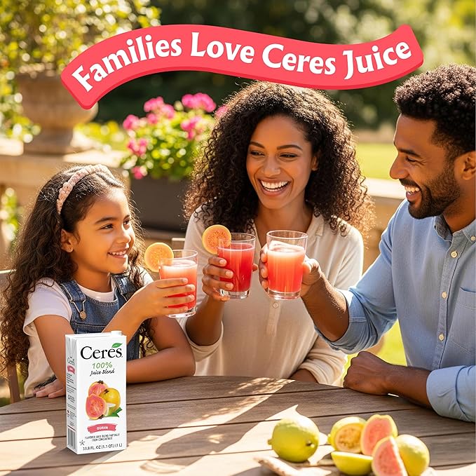 Ceres 100% All Natural Pure Fruit Juice Blend Guava - Gluten Free Rich in Vitamin C No Added Sugar or Preservatives Cholesterol Free - 33.8 FL OZ (Pack of 2)