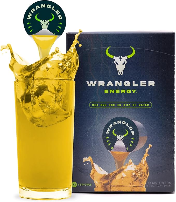 Wrangler Energy by Java House - Single Serve Liquid Energy Drink Concentrate Pods - Peel and Pour - Lightly Sweet Tangy Energy - Pack of 12