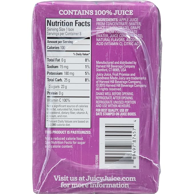 Juicy Juice Slim 8 Pack Grape 6.75 Ounce Boxes (Pack of 4)