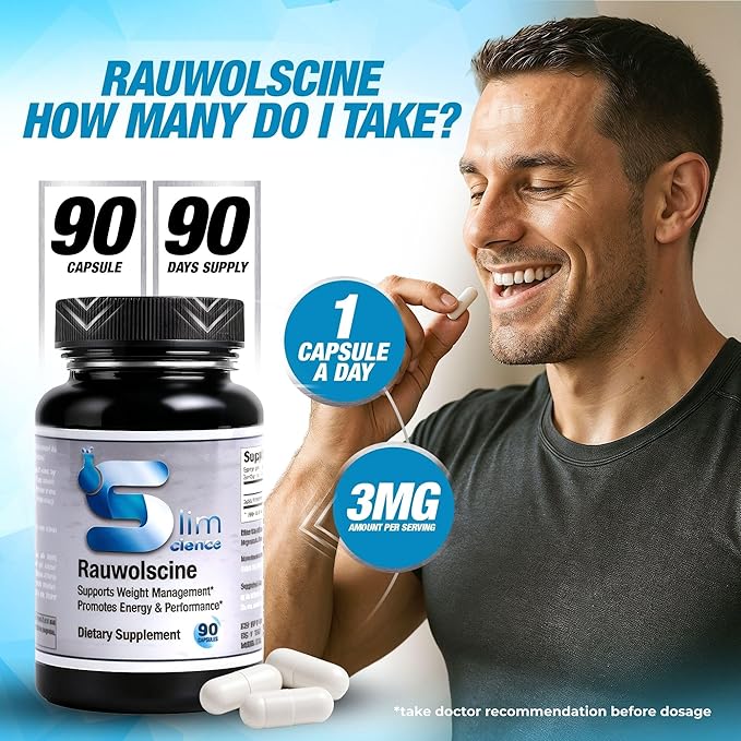 Rauwolscine Yohimbine HCL Dietary Supplement - 3mg Per Capsule 90 Capsules Once a Day | Supports Energy Focus Performance and Healthy Metabolism
