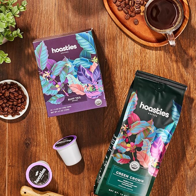 Hoasties Coffee Green Crown - USDA Organic Medium Roast Ground Coffee 100% Colombian Arabica Specialty Coffee Pesticide &amp Chemical-Free 16 oz