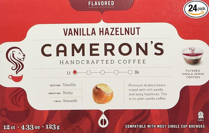 CAMERON'S VANILLA HAZELNUT COFFEE 24 SINGLE SERVE CUPS