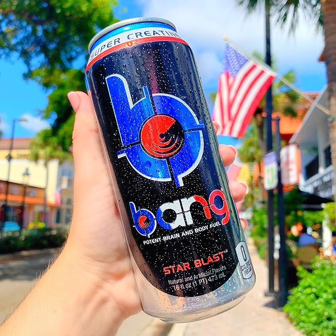 Bang Star Blast Energy Drink 0 Calories Sugar Free with Super Creatine 16oz 4 Count
