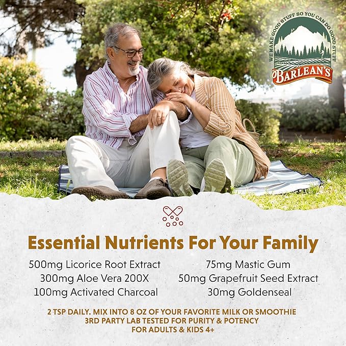 Barlean's Stomach Repair Gut Health Powder Supplement Fiber and Digestive Support Supplements Blend for Detox and Cleanse Vanilla Chai Drink Mix 6.35 oz