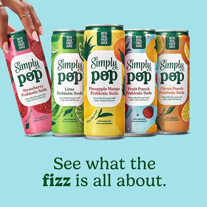 Simply Pop Soda Prebiotic Strawberry 12 fl oz (Pack of 12)