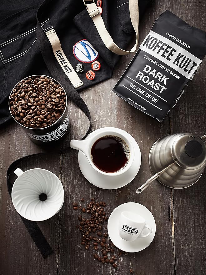 Koffee Kult Dark Roast Ground Coffee - Small Batch Gourmet Aromatic Artisan Blend 100% Arabica Coffee Organically Sourced (Ground 32oz)