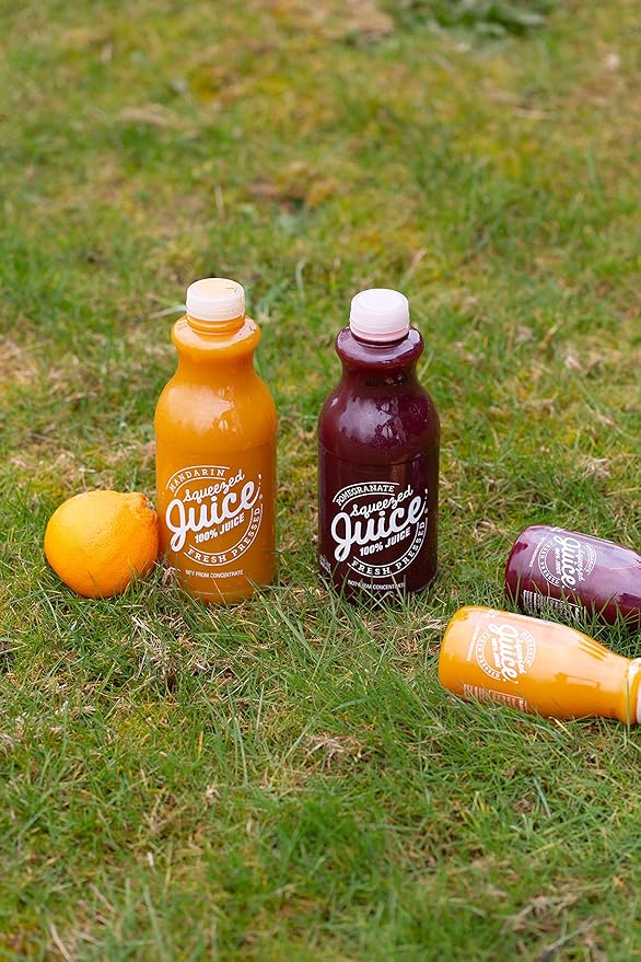 Squeezed Juice Mixed Case 3 Bottles of 100% Mandarin Juice 32 fl oz 3 Bottles of 100% Pomegranate Juice 6 Bottles Total | HPP Pasteurized | Not from Concentrate | Fresh Pressed | California Fruit