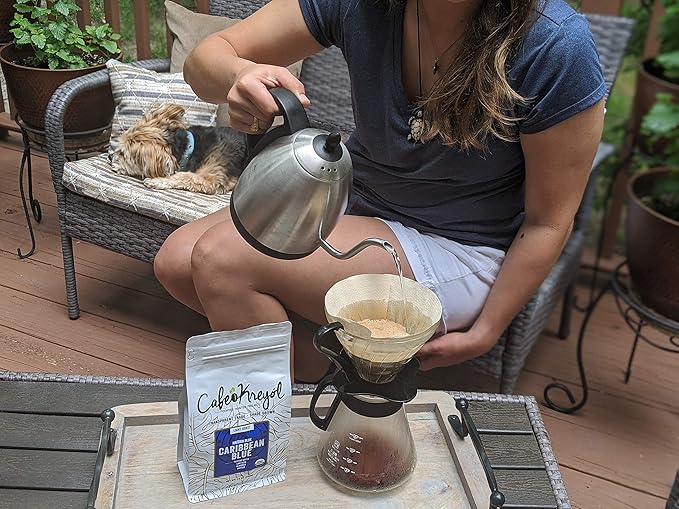 Cafe Kreyol Organic Caribbean Blue | 5 lb - Haitian Blue Light Roast Coffee - Whole Bean Coffee High Caffeine - Smooth Low Acid with Notes of Almond and Walnut