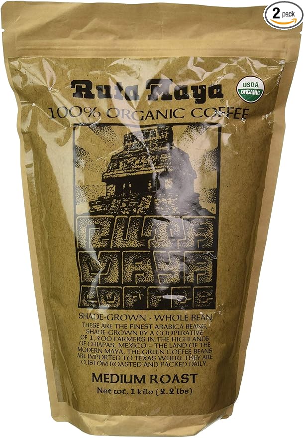 2 pack Ruta Maya Whole Bean Organic Medium Roast Coffee 2.2 Pounds