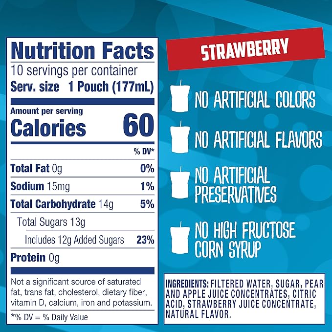 Capri Sun Strawberry Ready-to-Drink Juice 6 Fl Oz (Pack of 10)