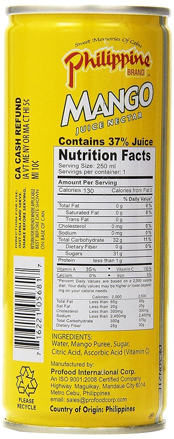 Philippine Juice Nectar Mango 8.4-Ounce (Pack of 12)