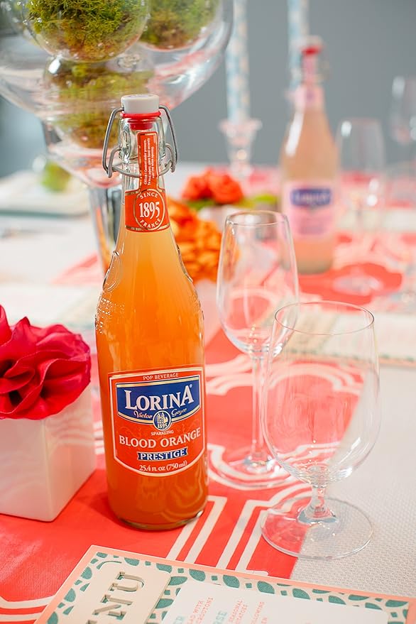 Lorina Sparkling Soda Water Blood Orange Flavor Prestige Collection (25.4oz 3-Pack) Naturally Flavored Carbonated Soda Water Artisan Crafted Gluten-Free Beverage - No Artificial Colors or Flavors