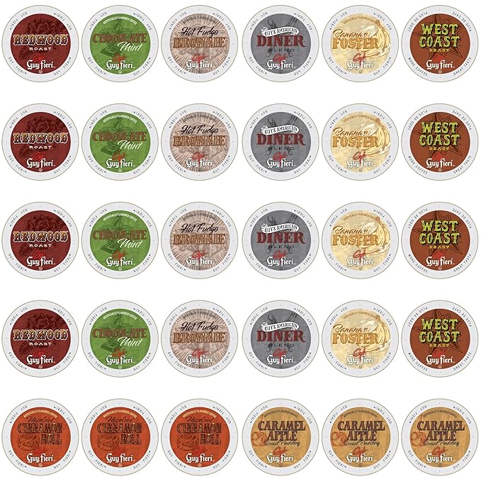 Guy Fieri Variety Pack Medium &amp Dark Roast Coffee Pods for Keurig K-Cup Machines Assorted Flavored &amp Unflavored 30 Count