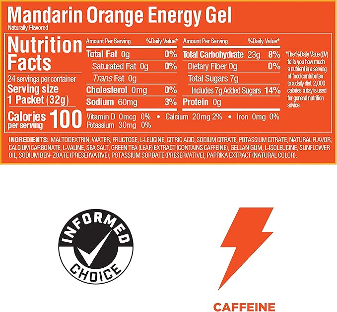 GU Energy Original Sports Nutrition Energy Gel Mandarin Orange 24 Count Box