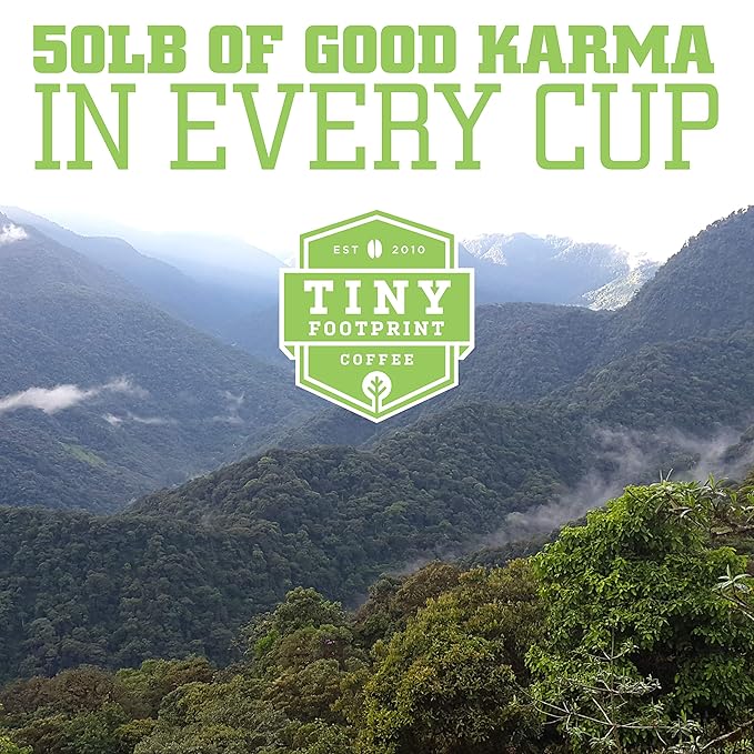 Tiny Footprint Coffee Organic Signature Blend Light Roast - Ground Coffee  USDA Organic &amp Carbon Negative - You Drink Coffee We Plant Trees 2 Pack