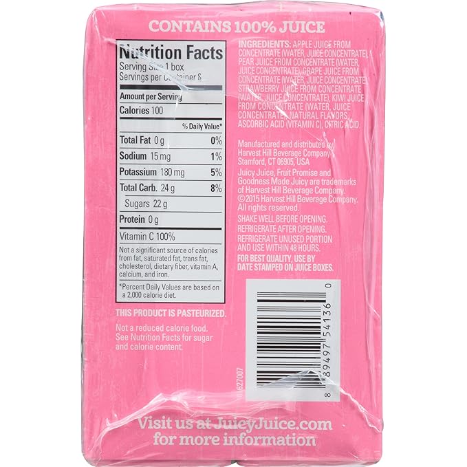 Juicy Juice Slim 8 Pack Kiwi Strawberry 6.75 Ounce Boxes (Pack of 4)