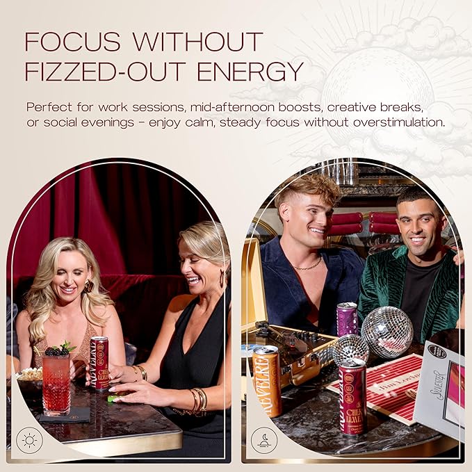 Revelre Functional Social Tonic with Ketones and Adaptogens - Mindful Blend for Focus and Calm - Ketones Magnesium B12 Reishi &amp Cordyceps Mushrooms - Non Alcoholic - Cherry Limeade 12 oz (4 Pa