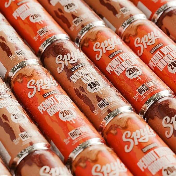 Spylt High Protein Chocolate/Peanut Butter Chocolate Milk with 60mg Caffeine &amp 20g Protein - 90 Calories Ready to Drink Sugar Free Lactose Free Milk Perfect for Workout Recovery &amp Afternoo