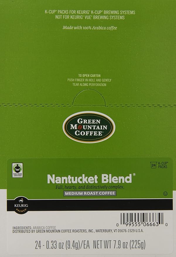 Green Mountain Coffee Nantucket Blend Medium Roast 24-Count -0.33 oz- K-Cups for Keurig Brewers (Pack of 2)