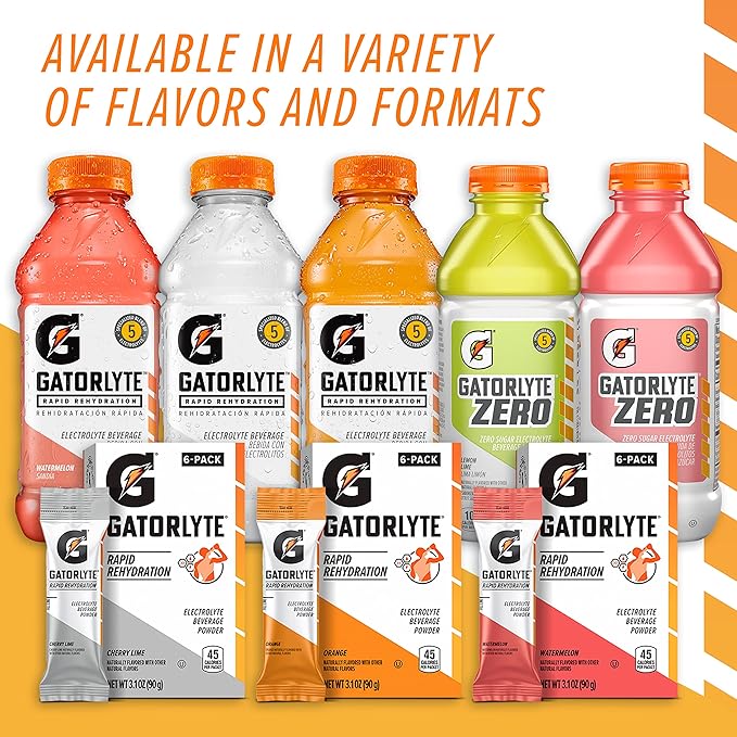 Gatorlyte Zero Electrolyte Beverage Lemon Lime Zero Sugar Hydration Specialized Blend of 5 Electrolytes No Artificial Sweeteners or Flavors 20 Fl Oz Bottles (Pack of 12)