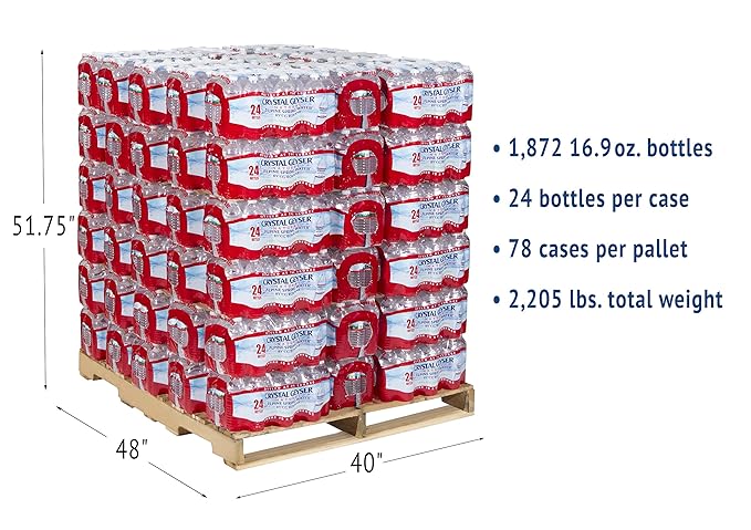 CRYSTAL GEYSER SINCE 1977 Pallet Of 84 Cases Of Alpine 100% Natural Spring Water 24 16.9oz bottlesper Case Bottled at The Source Clear (CGW24514PL)