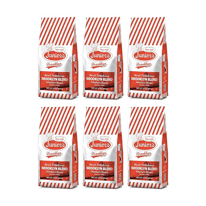 Junior's Most Fabulous Ground Coffee 12 oz (Brooklyn Blend 6 bags)