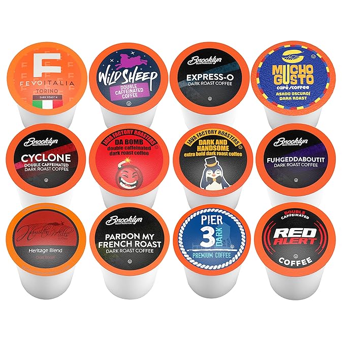 Coffee Pod Variety Packs Sampler Compatible with K Cup Brewers Including 2.0 Assorted Variety Pack (Dark Roast Variety 52 Count (Pack of 1)
