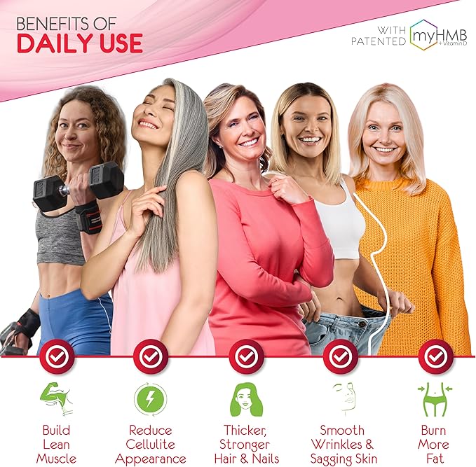 AgelessLX Powder Supplement for Women - with HMB Collagen Enhancer Plus Vitamin D3 with K2 Horsetail and Biotin for Lean Muscle and Stronger Hair and Nails - 30 Powder Packets Cherry Limeade