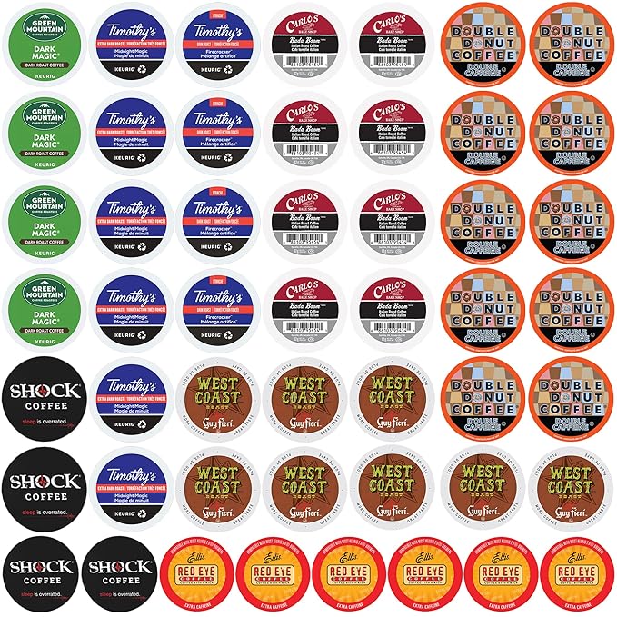 Perfect Samplers Extra Caffeine Extra Bold Coffee Single Serve Cups for Keurig K Cup Brewers 1.0 &amp 2.0 Variety Pack Sampler (50Count)