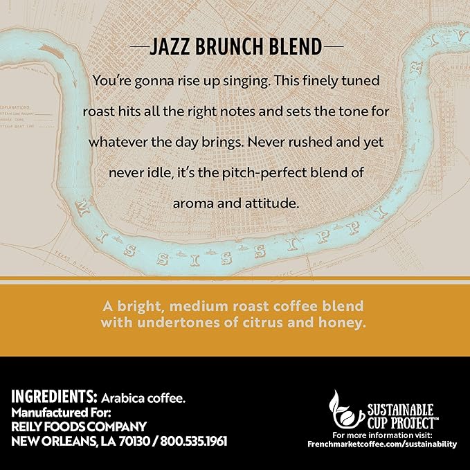 French Market Jazz Brunch Blend Medium Roast Single Serve Coffee Pods 12ct Box (Pack of 1)