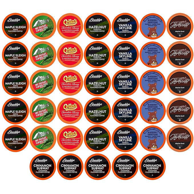 Two Rivers Coffee Flavored Pods Variety Sampler Pack for Keurig K Cup Brewers 40 Count - Flavored Coffee Lovers Great Gift - 5 Cups Of Each Flavor