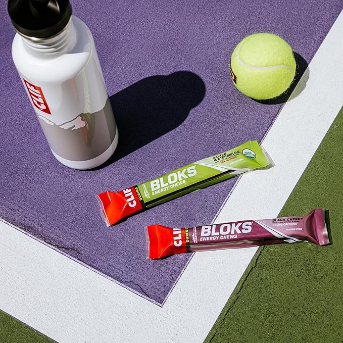 CLIF BLOKS - Tropical Punch Flavor with Caffeine - Energy Chews - Non-GMO - Plant Based - Fast Fuel for Cycling and Running - Quick Carbohydrates and Electrolytes - 2.12 oz. (18 Count)