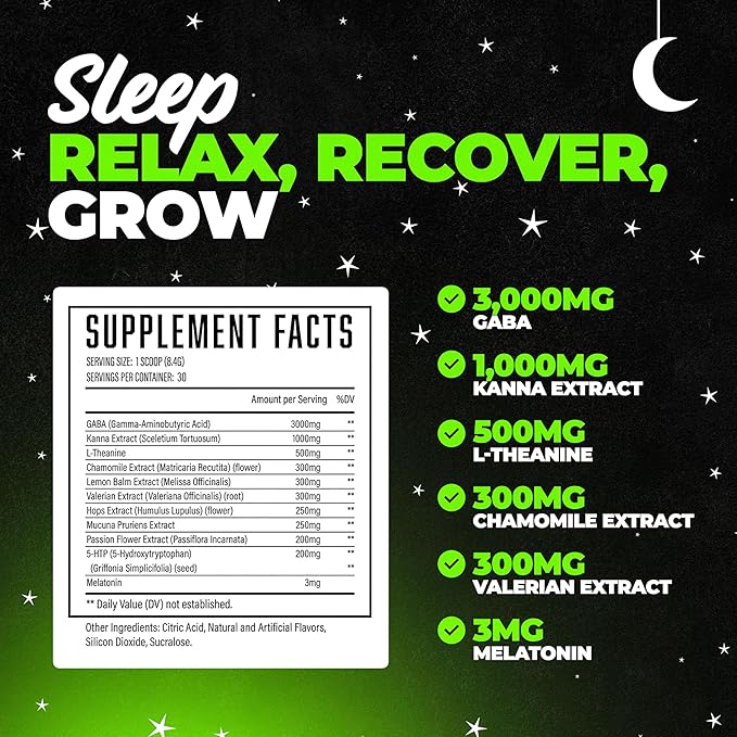 Hibernate Sleep Supplement Complete &amp Optimally Dosed Sleep Recovery Formula Relax &amp Unwind Includes GABA Valerian Root Melatonin 5-HTP &amp More (30 Servings) (Citrus Green Tea)