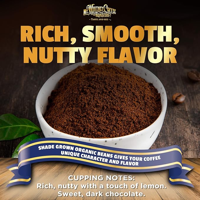 Mt. Whitney Organic Shade Grown Low Acid Coffee from Peru (Ground 5 Lb)