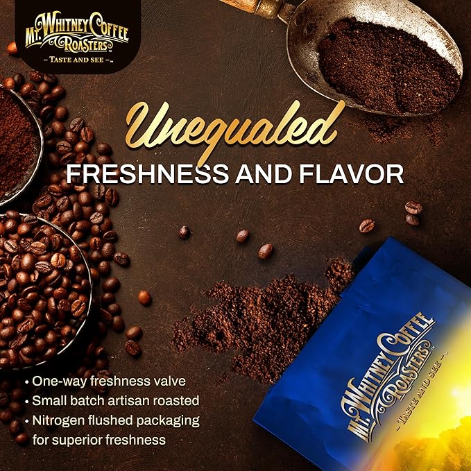 Mt. Whitney Base Camp Blend Coffee Beans - Medium Dark Roast Coffee Low Acid Coffee - Ground Coffee 2 pound (Pack of 1)