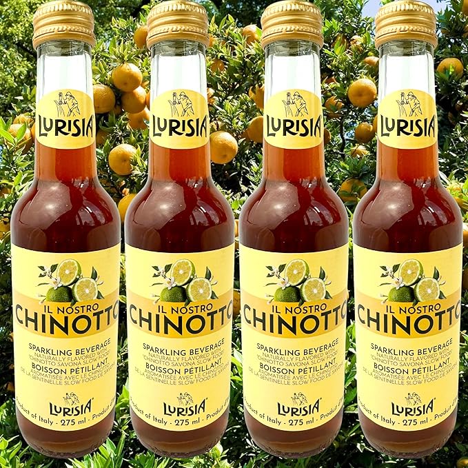 Lurisia Chinotto Italian Soda 4 x 9.3 Fl Oz (275ml) - Cola - Carbonated Sparkling Juice from Chinotto - Citrus Soft Drink - Non-Alcoholic Bitter Aperitif - Myrtle Leaf Orange Tree - Chinotto di Liguri