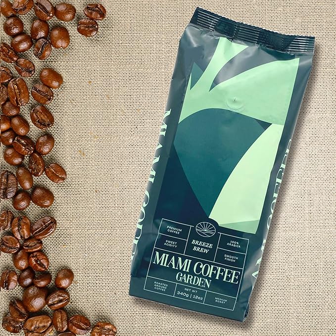 Miami Coffee Garden Variety Bundle – Breeze Brew &amp Sunshine Roast – 100% Arabica Low Acid Premium Ground Coffee Medium Roast 2 x 12oz Bags