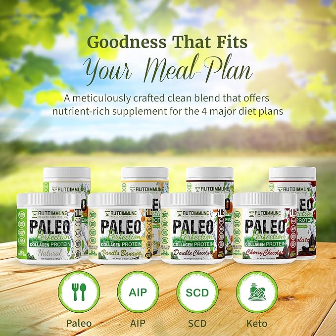 Paleo Perfection Vanilla Banana Grass Fed Beef Collagen Protein Powder Without Stevia - Paleo Keto SCD AIP Protein Powder with Apple Fiber Carrot &amp Broccoli - 1lb Protein Powder &amp Superfoo