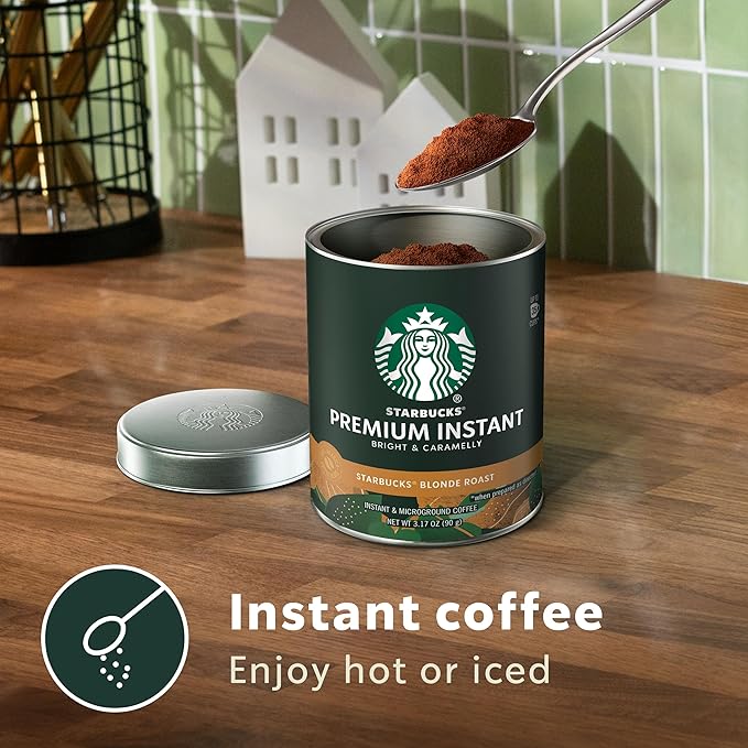 Starbucks Premium Instant CoffeeStarbucks Blonde Roast CoffeeArabica Beans3.17 oz Tins(Pack of 6)