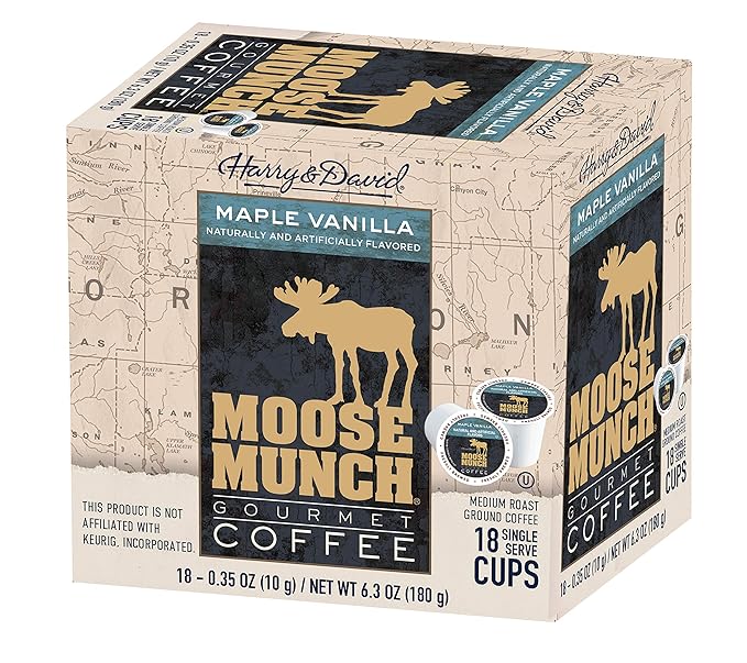 Moose Munch Single Serve Coffee (4/18 Count Boxes Maple Vanilla)