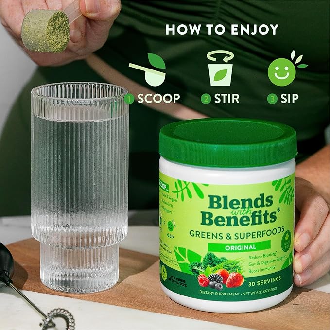 360 Nutrition Super Greens Powder with Probiotics &amp Digestive Enzymes Sugar &amp Gluten Free Plant-Based Superfood for Gut Health Immunity - 6.35 oz