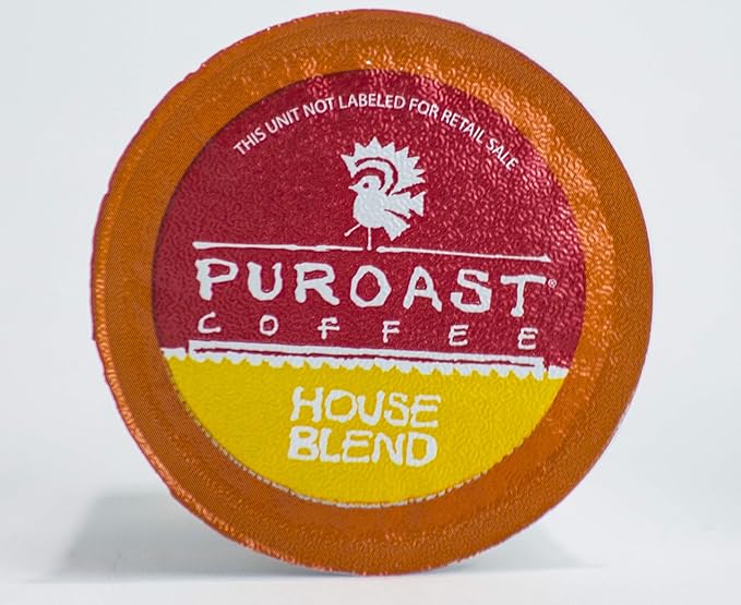 Puroast Low Acid Coffee| House Blend Single Serve Pods | Medium Roast | High Antioxidants &amp High pH |No Bitter Aftertaste | Reduced Heartburn &amp GERD Friendly | 96 Count - Compatible with Keuri