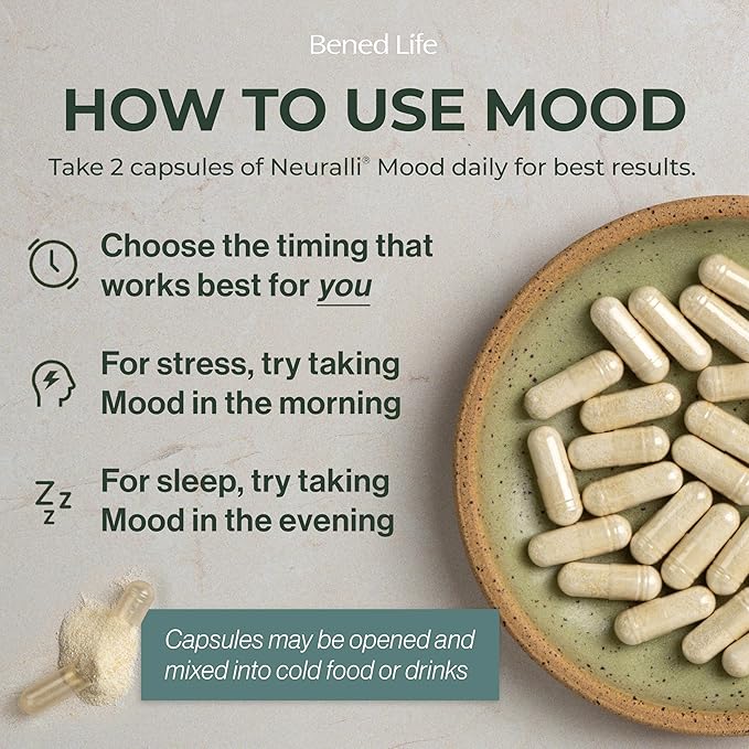 Bened Life Neuralli Mood with PS128 for Stress Relief &amp Recovery via The Gut-Brain Axis (30-Day Supply) Ages 18+