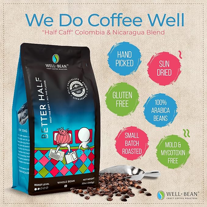 Better Half Whole Bean HALF CAFF Light Roast Swiss-Water-Processed 2 lb bag