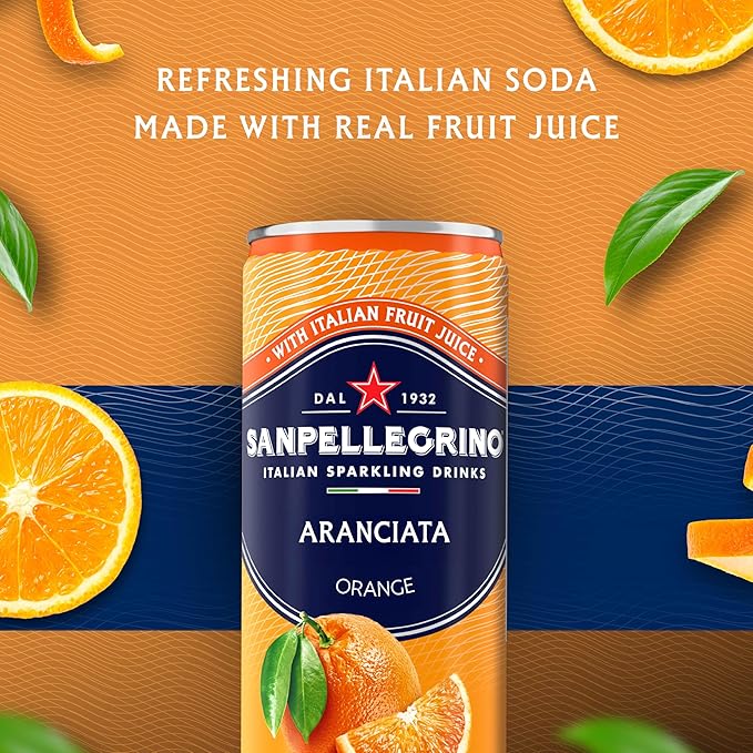 Sanpellegrino Italian Sparkling Drink Aranciata Sparkling Orange Beverage 24 Pack Of Cans