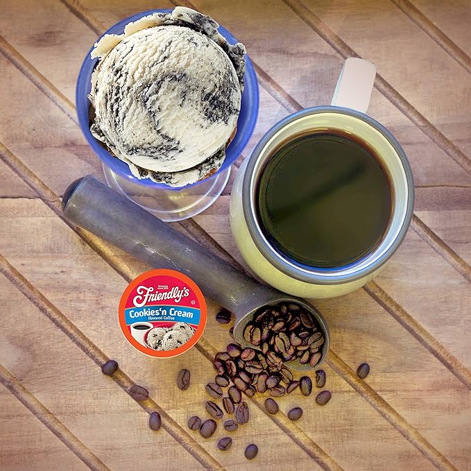 Friendly's Chocolate and Vanilla Flavored Coffee Pods for Keurig K Cup Brewers Cookies &amp Cream 40 Count (Pack of 1)